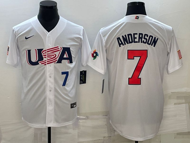 Men 2023 World Cub USA #7 Anderson White Nike MLB Jersey1->more jerseys->MLB Jersey